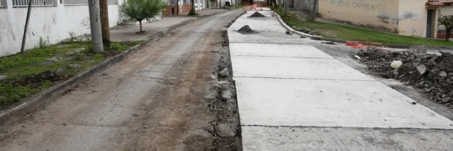 Colocaron nuevo hormigón sobre la calle Luis Burela