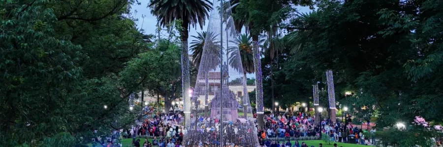 Se encendió el árbol navideño de plaza 9 de Julio